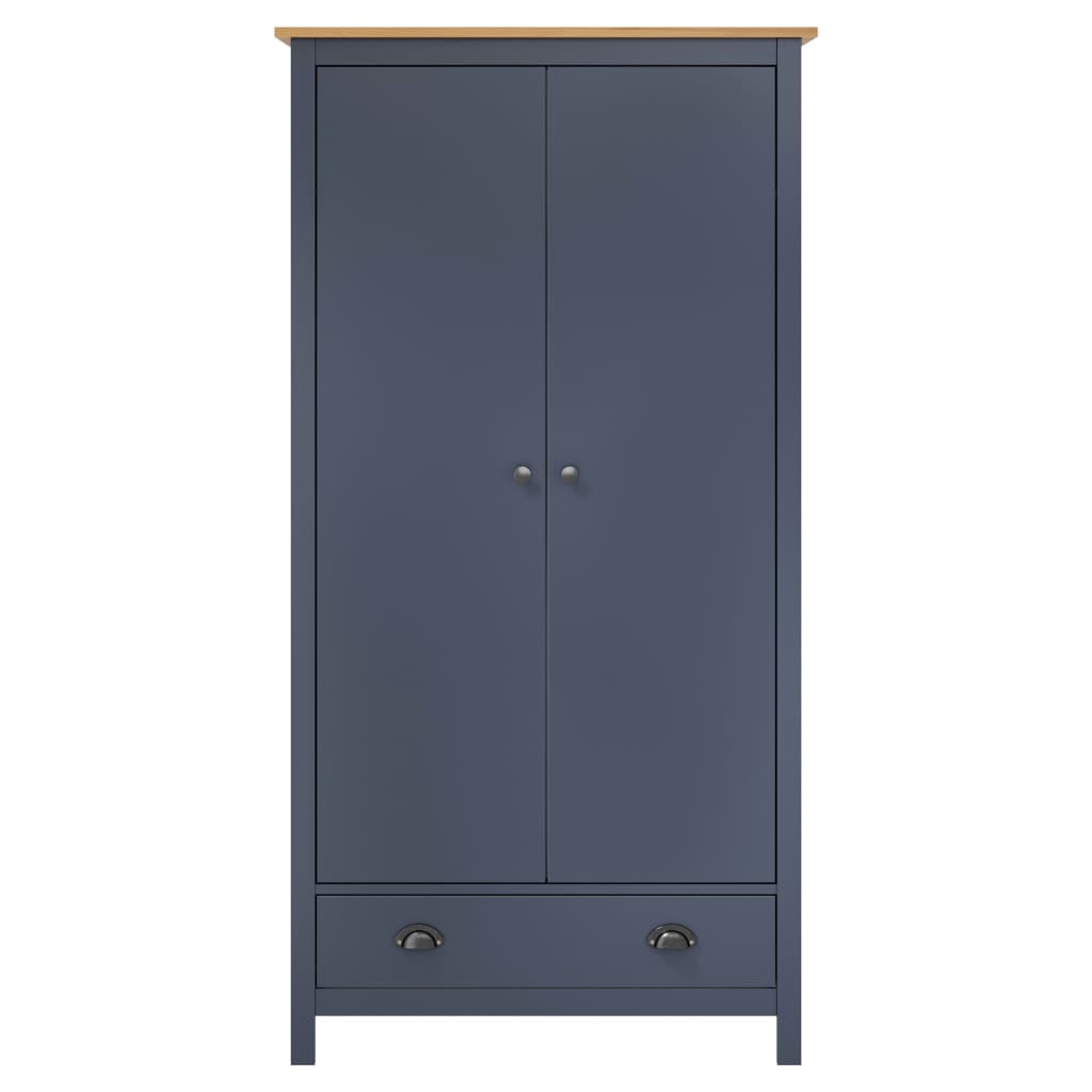 Garde-robe à 2 portes Hill Gris 89x50x170cm Bois de pin solide Armoires vidaXL   