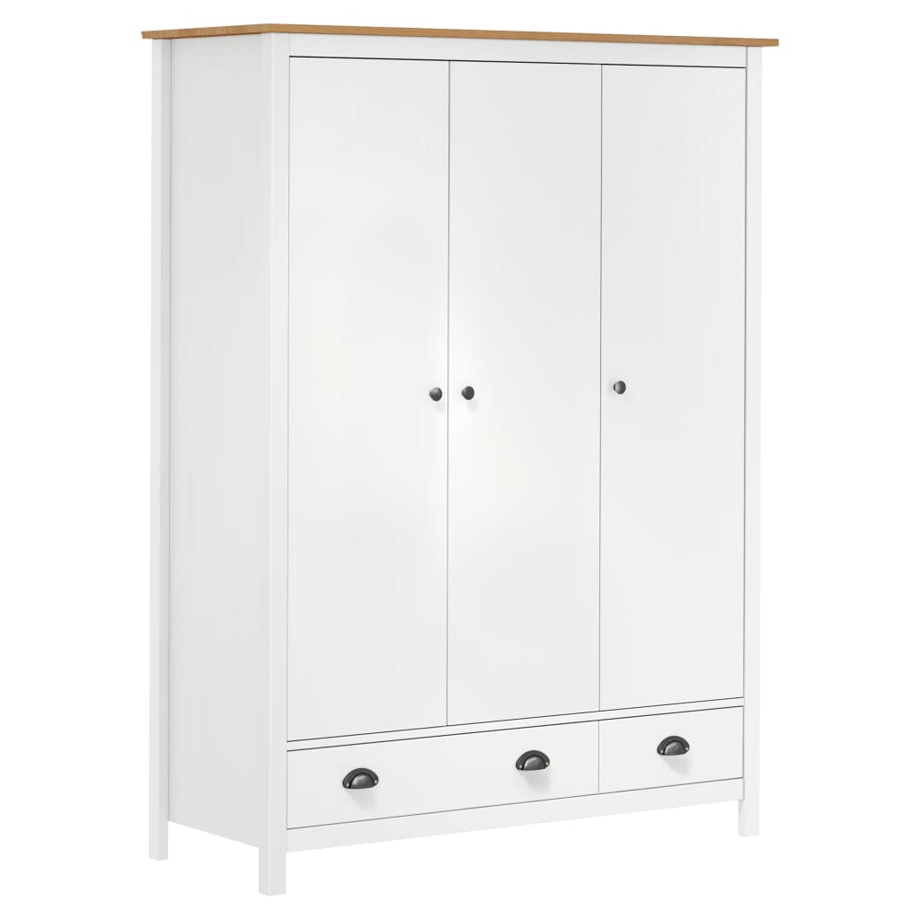 Garde-robe à 3 portes Hill Blanc 127x50x170 cm Bois pin solide Armoires vidaXL   