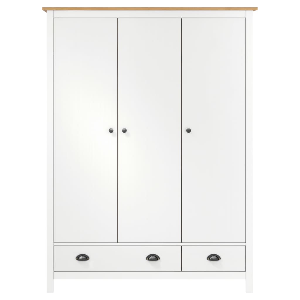 Garde-robe à 3 portes Hill Blanc 127x50x170 cm Bois pin solide Armoires vidaXL   