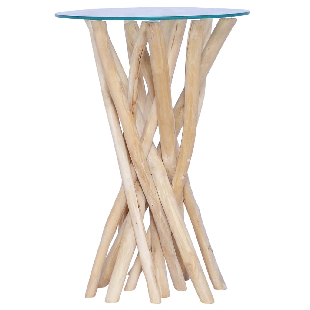 Table basse avec dessus en verre 35x35x50cm Bois de teck massif Tables basses vidaXL   