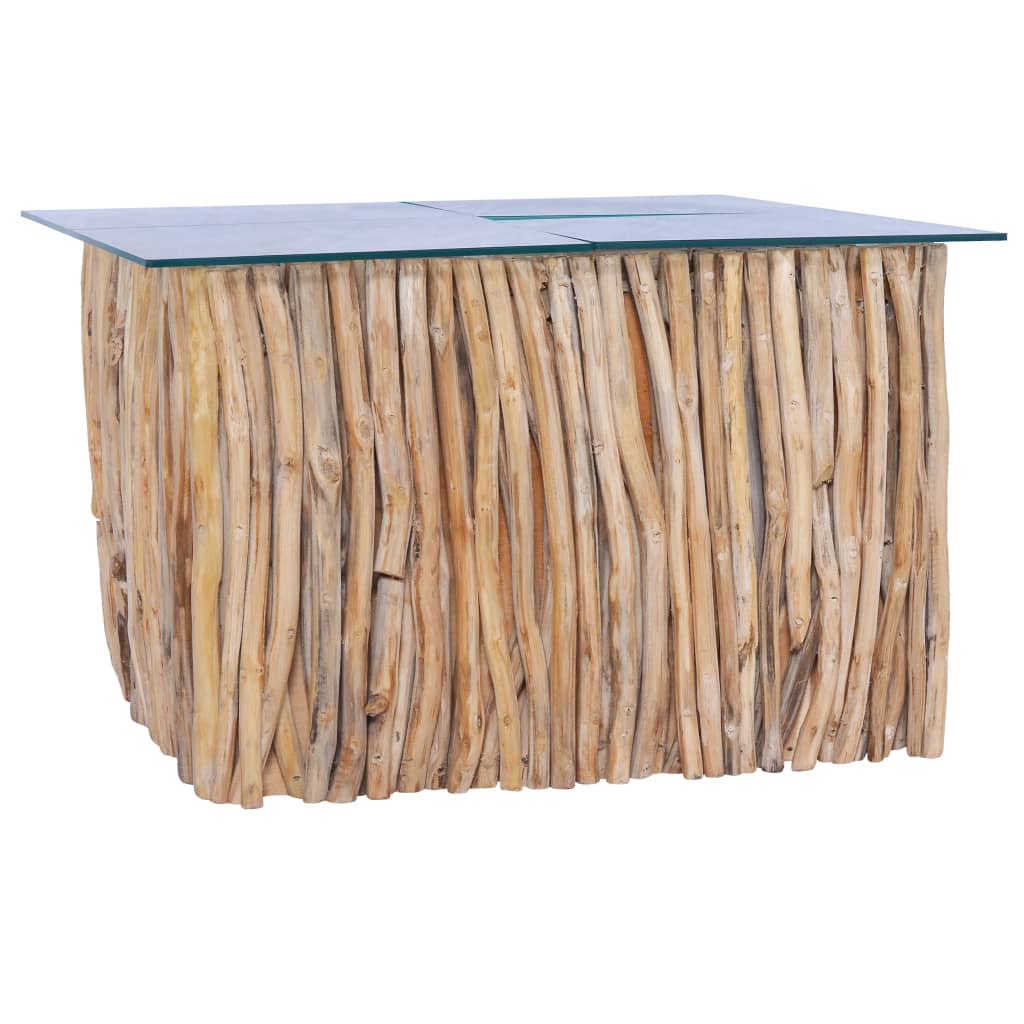 Table basse avec dessus en verre 66x66x40cm Bois de teck massif Tables basses vidaXL   