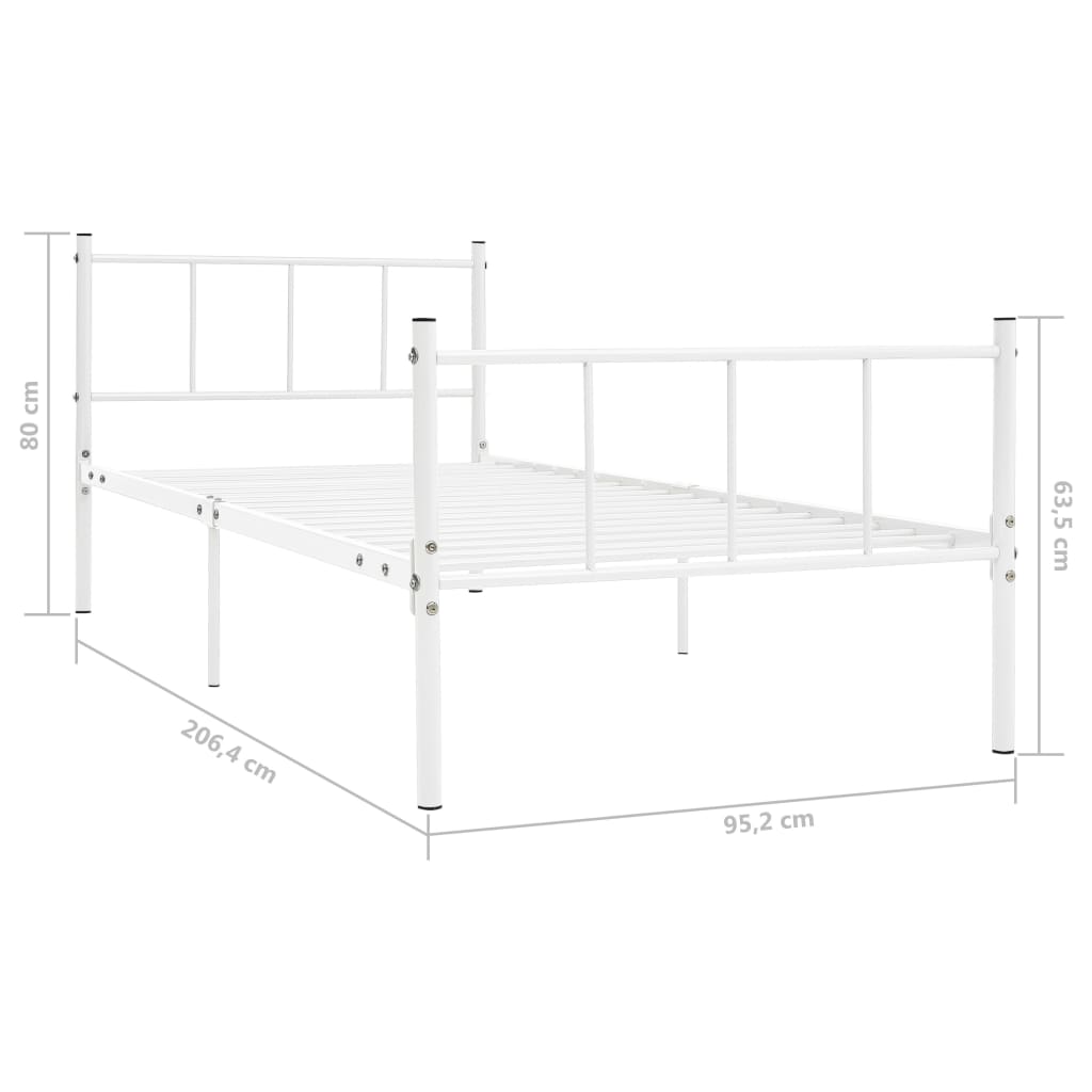 Cadre de lit Blanc Métal 90 x 200 cm Lits & cadres de lit vidaXL   