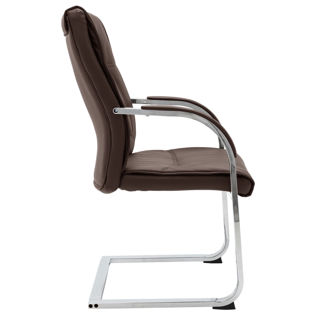 Chaise de bureau cantilever Marron Similicuir Chaises de bureau vidaXL   