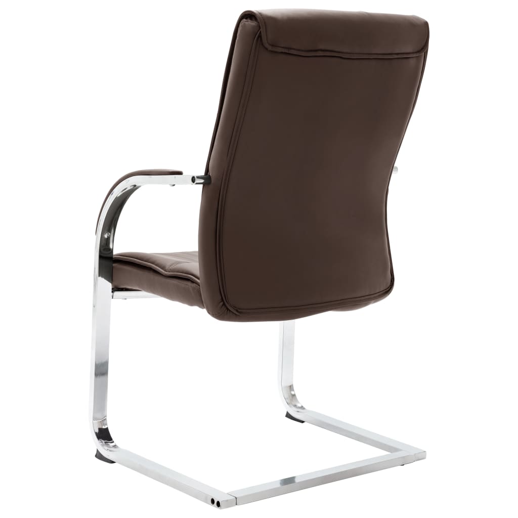 Chaise de bureau cantilever Marron Similicuir Chaises de bureau vidaXL   