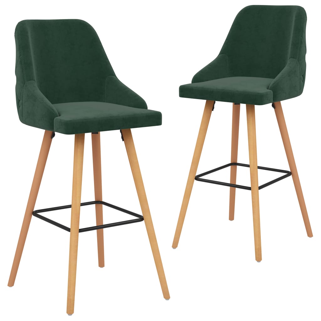 Tabourets de bar lot de 2 vert foncé velours Tabourets de bar vidaXL   