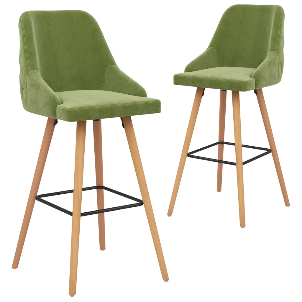 Tabourets de bar lot de 2 vert clair velours Tabourets de bar vidaXL