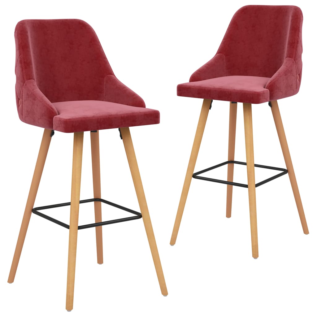 Tabourets de bar lot de 2 rouge bordeaux velours Tabourets de bar vidaXL   