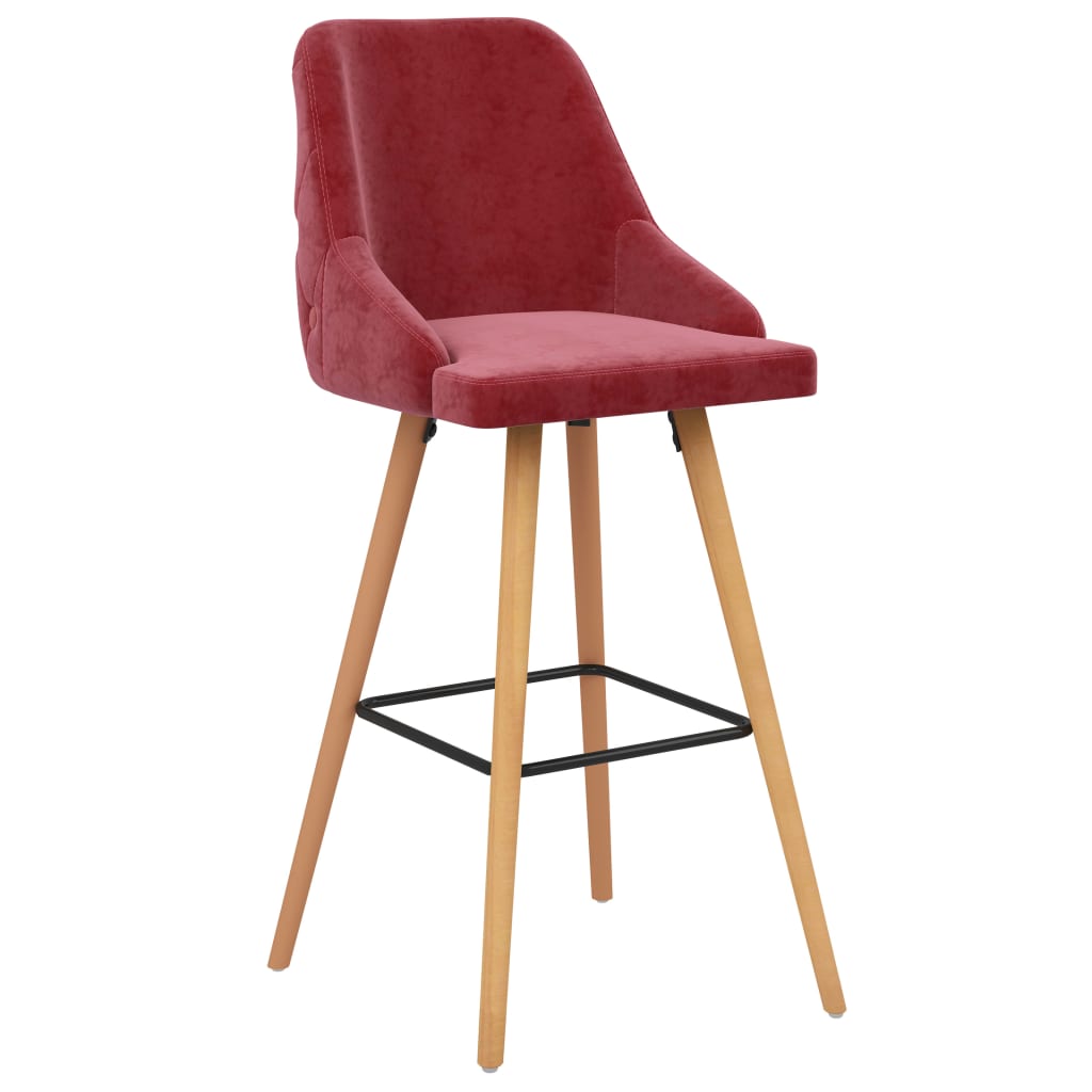 Tabourets de bar lot de 2 rouge bordeaux velours Tabourets de bar vidaXL   