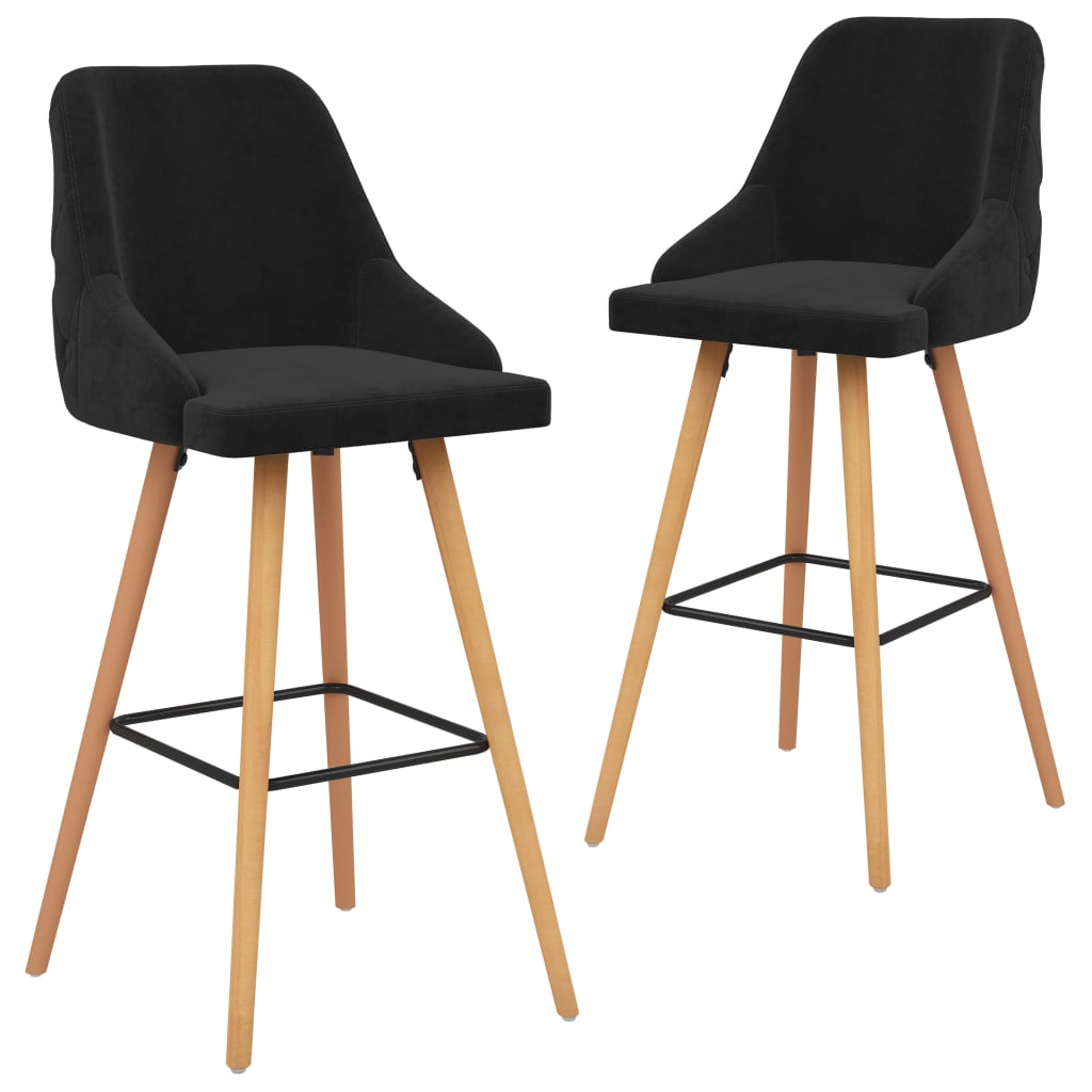 Tabourets de bar lot de 2 noir velours Tabourets de bar vidaXL