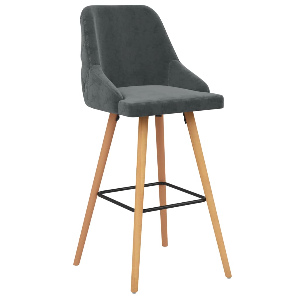 Chaises de bar lot de 2 gris foncé velours Tabourets de bar vidaXL   