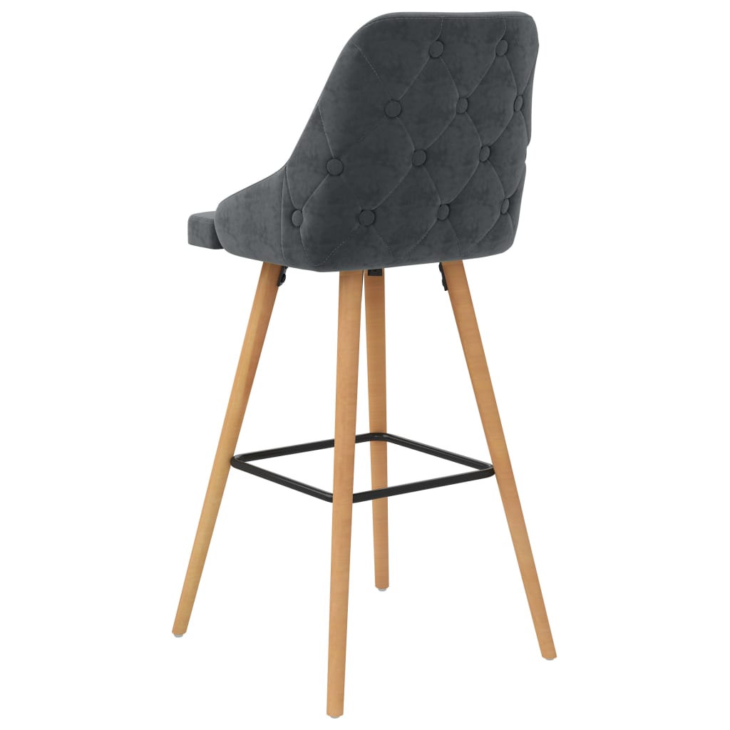 Chaises de bar lot de 2 gris foncé velours Tabourets de bar vidaXL   