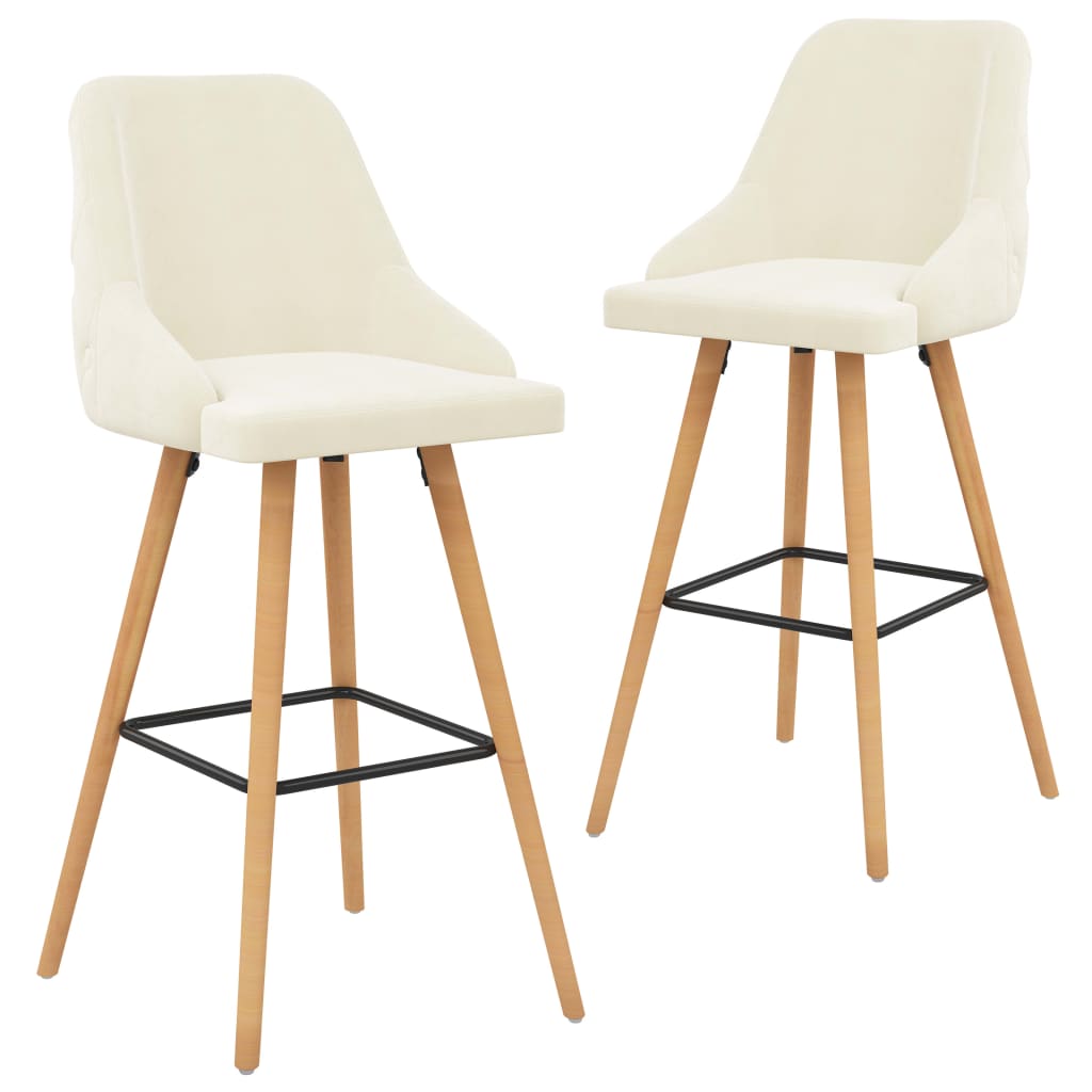 Chaises de bar lot de 2 crème velours Tabourets de bar vidaXL