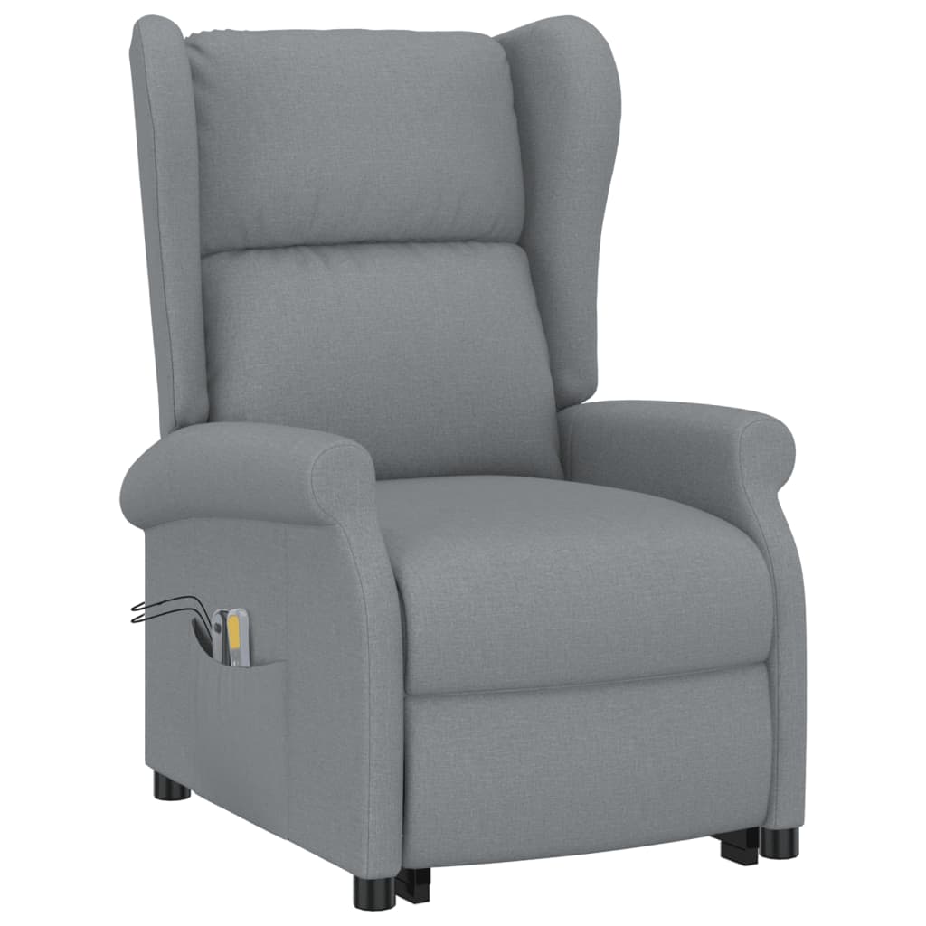 Fauteuil de massage inclinable Gris clair Tissu Fauteuils électriques vidaXL   