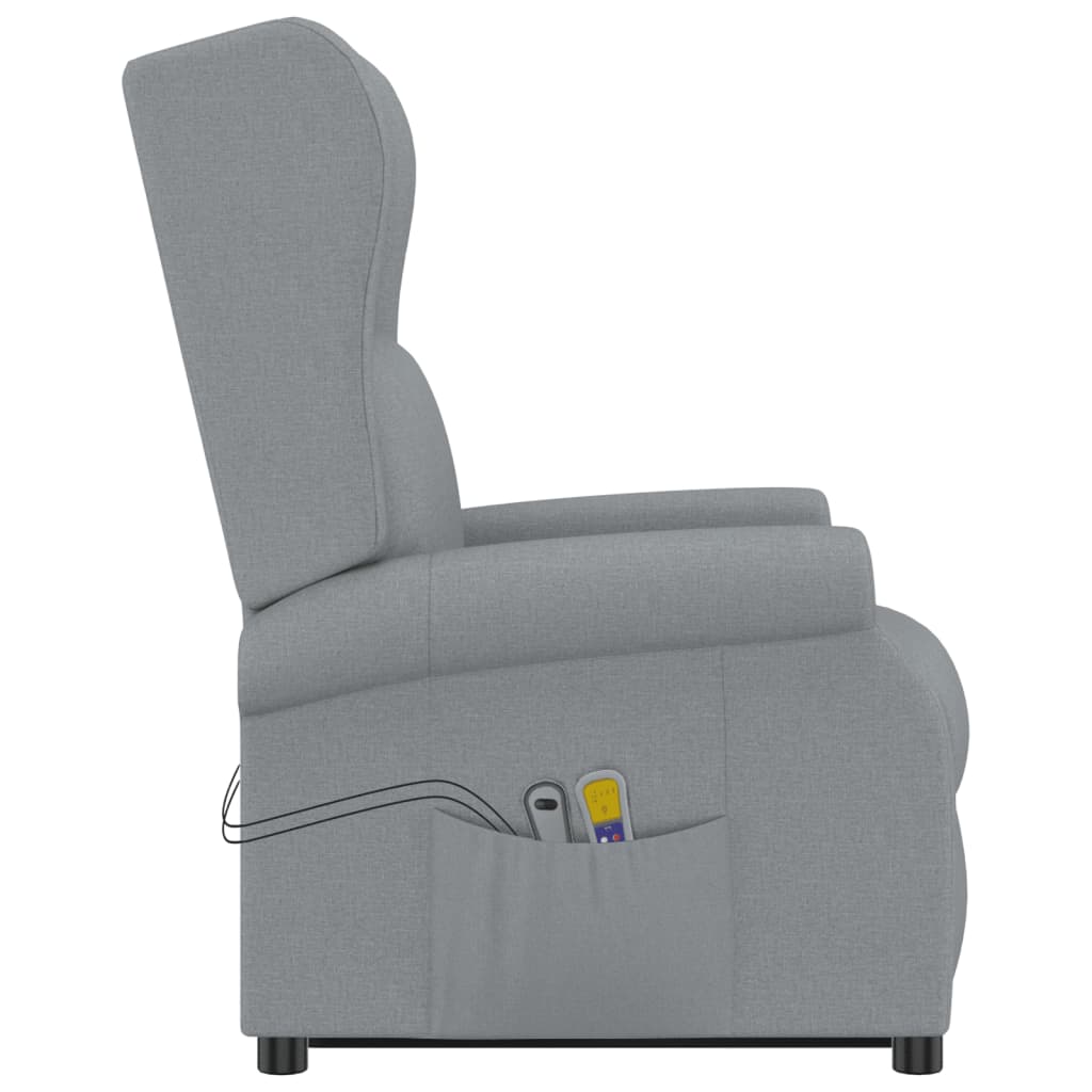 Fauteuil de massage inclinable Gris clair Tissu Fauteuils électriques vidaXL   