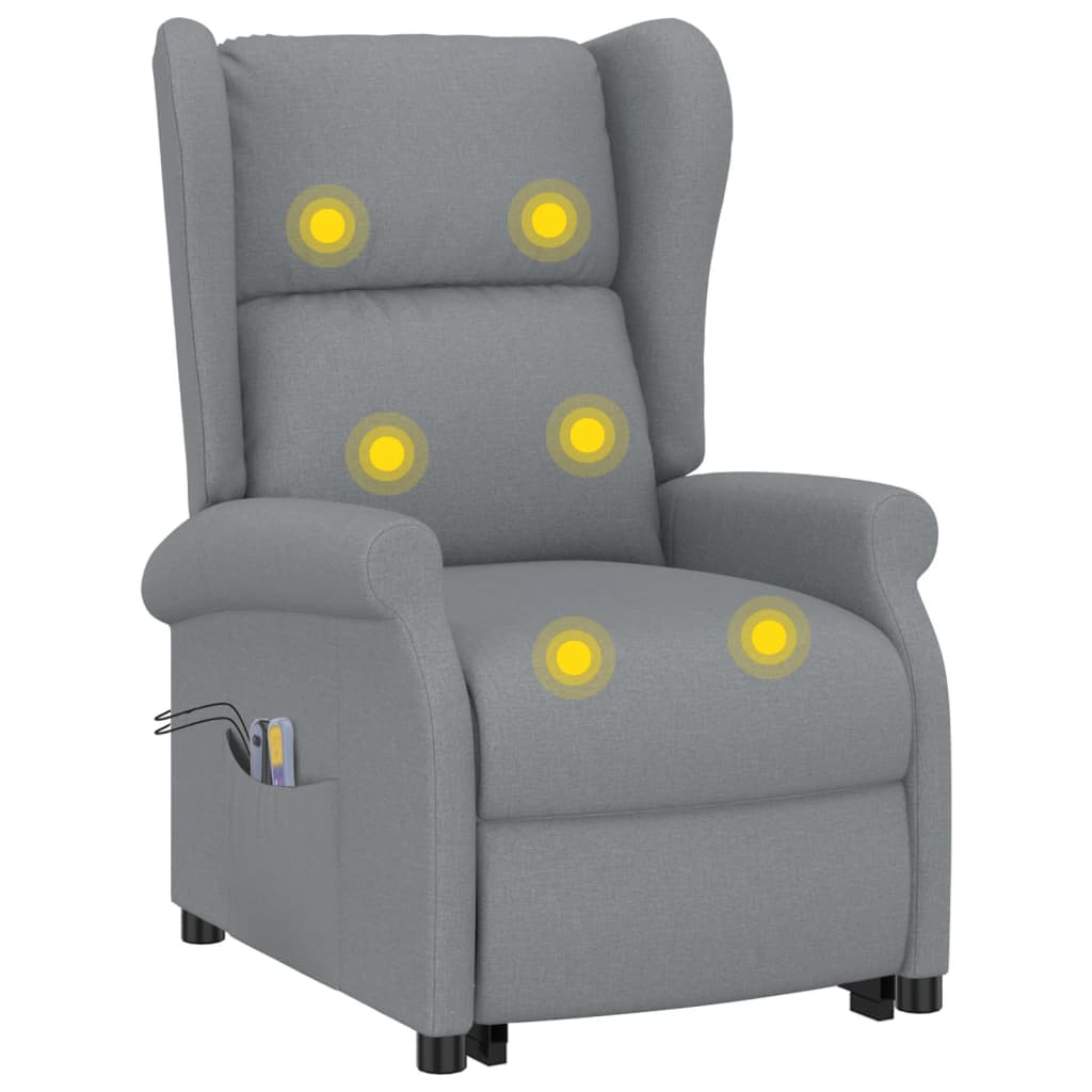 Fauteuil de massage inclinable Gris clair Tissu Fauteuils électriques vidaXL   