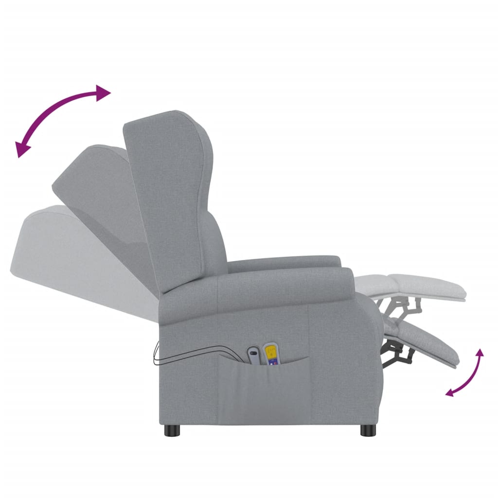 Fauteuil de massage inclinable Gris clair Tissu Fauteuils électriques vidaXL   