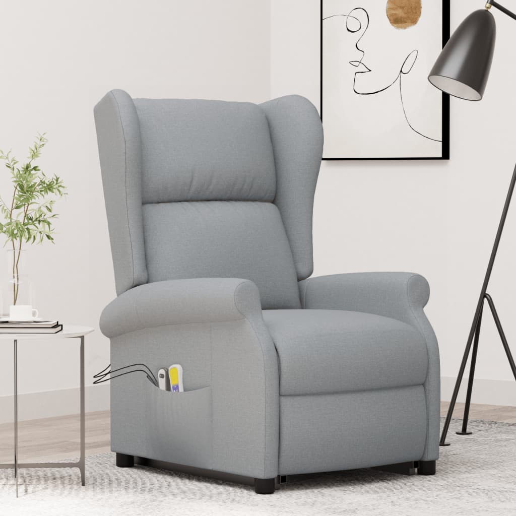 Fauteuil de massage inclinable Gris clair Tissu Fauteuils électriques vidaXL   