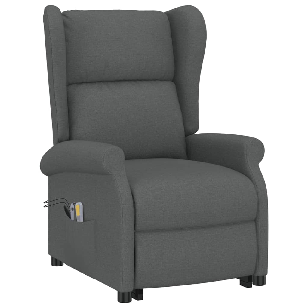 Fauteuil de massage inclinable Gris foncé Tissu Fauteuils électriques vidaXL   