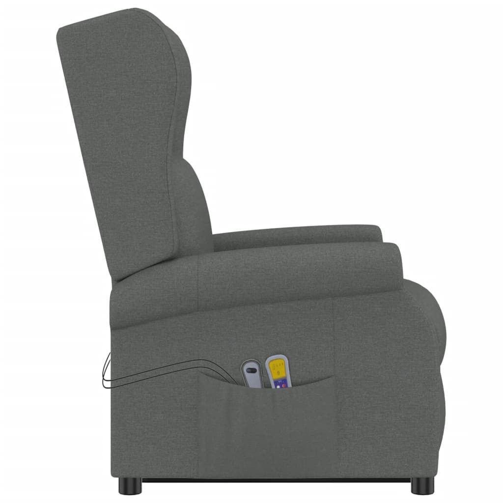 Fauteuil de massage inclinable Gris foncé Tissu Fauteuils électriques vidaXL   