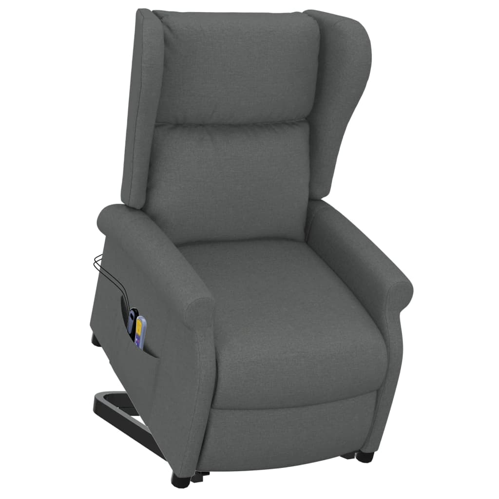 Fauteuil de massage inclinable Gris foncé Tissu Fauteuils électriques vidaXL   