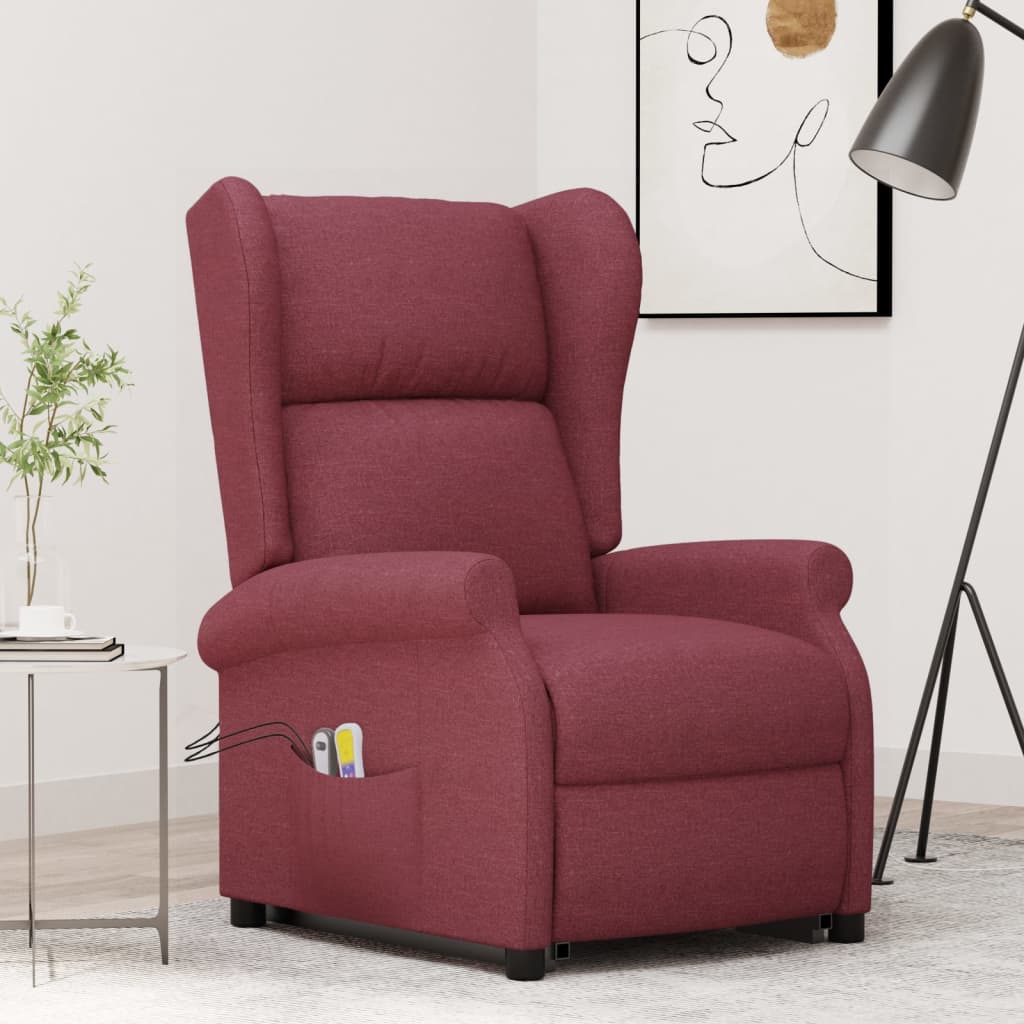 vidaXL Fauteuil de massage Rouge bordeaux Tissu - Xios Store SNC