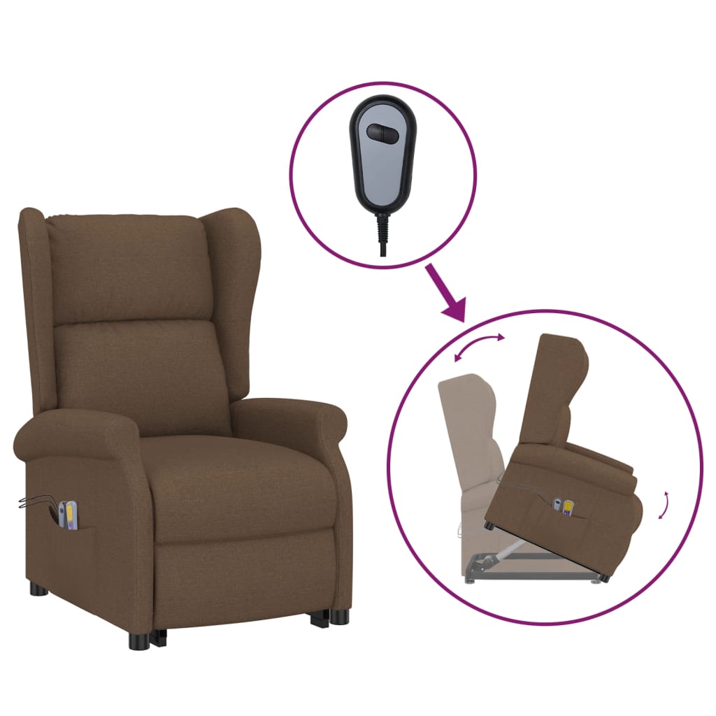 Fauteuil de massage Marron Tissu Fauteuils électriques vidaXL   