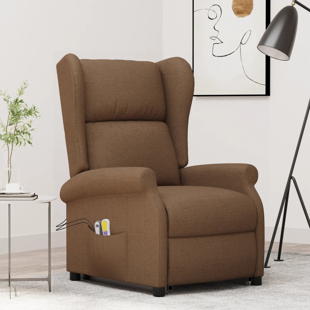 Fauteuil de massage Marron Tissu Fauteuils électriques vidaXL   