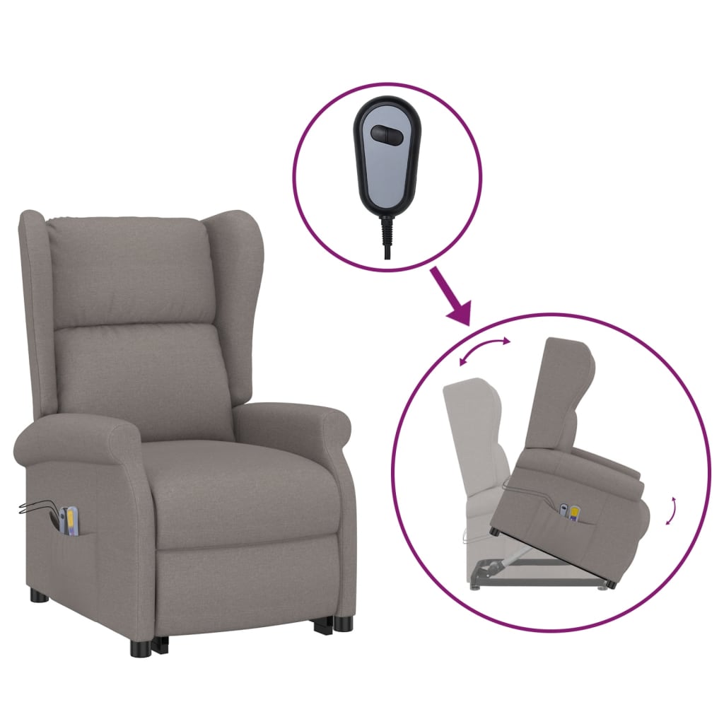 Fauteuil de massage Taupe Tissu Fauteuils électriques vidaXL   