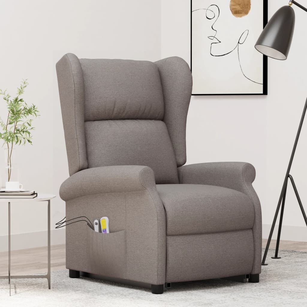 Fauteuil de massage Taupe Tissu Fauteuils électriques vidaXL   