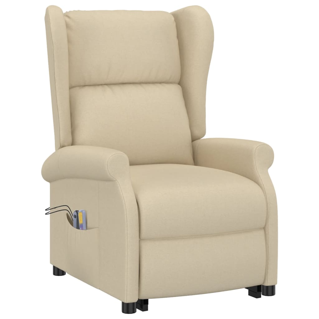 Fauteuil de massage Crème Tissu Fauteuils électriques vidaXL   