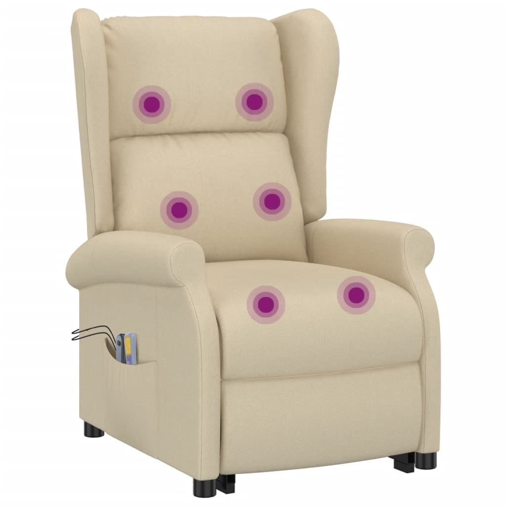 Fauteuil de massage Crème Tissu Fauteuils électriques vidaXL   