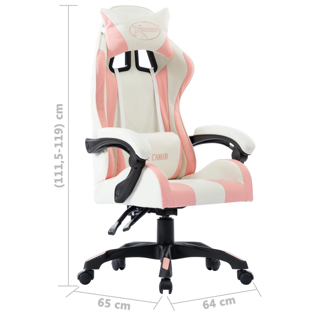 Fauteuil de jeux vidéo Rose Similicuir Chaises de bureau vidaXL   