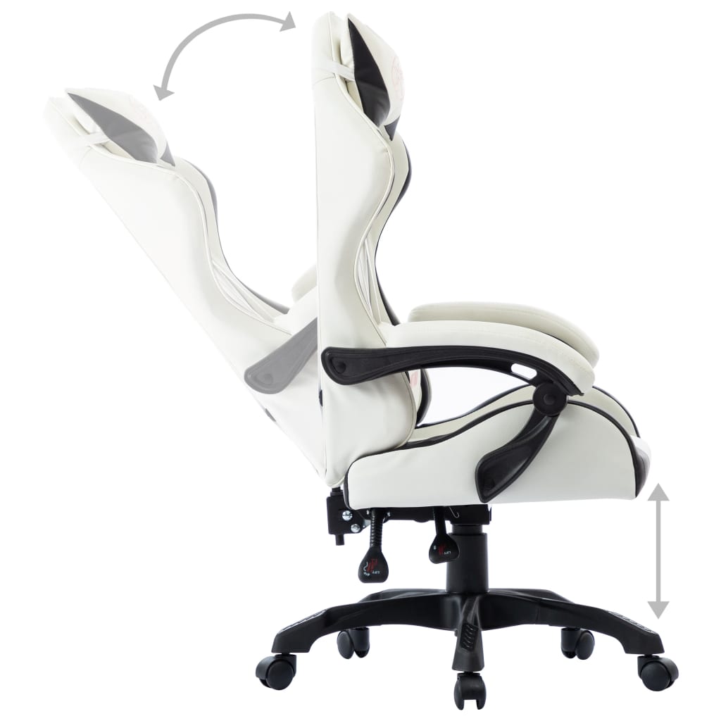 Fauteuil de jeux vidéo Blanc Similicuir Chaises de bureau vidaXL