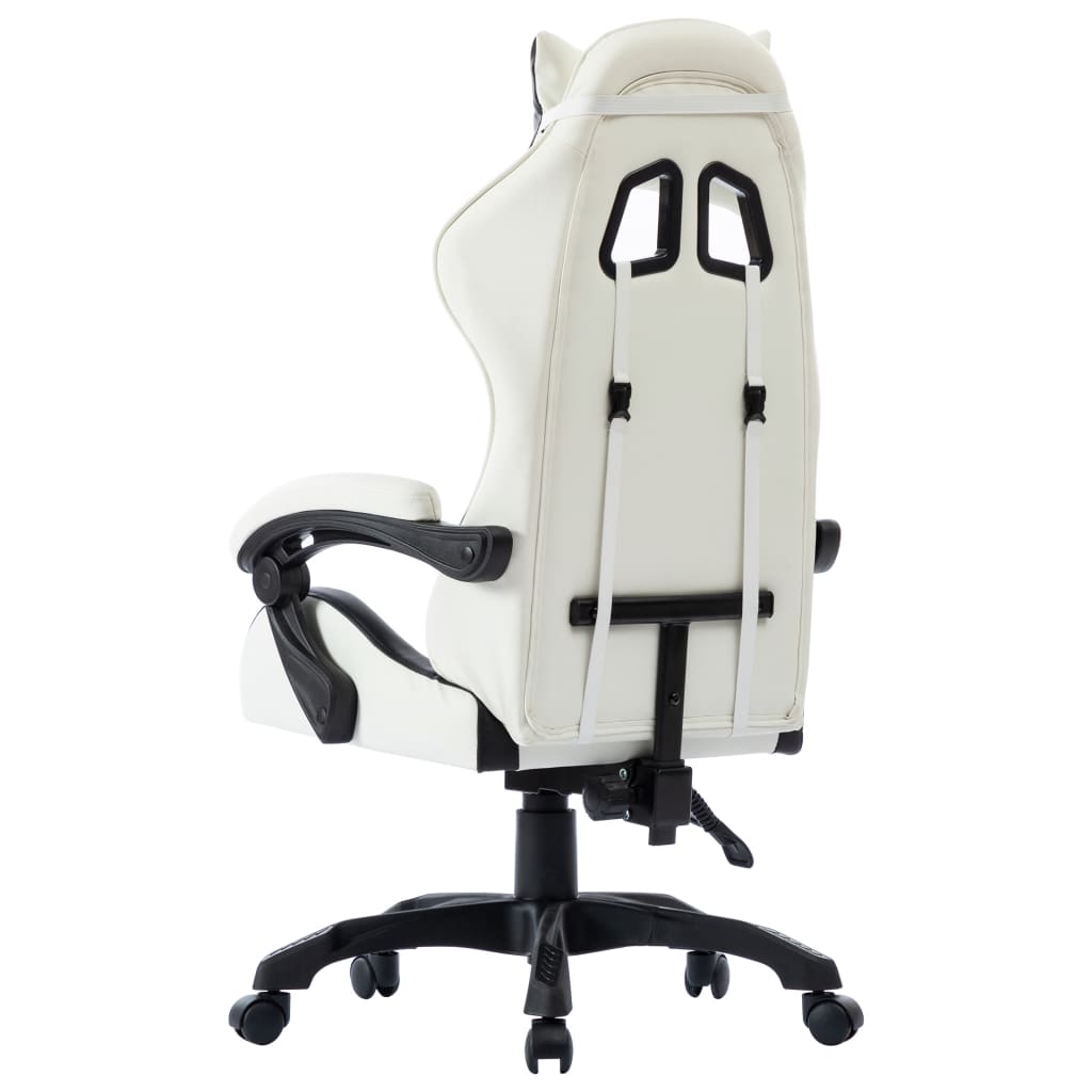 Fauteuil de jeux vidéo Blanc Similicuir Chaises de bureau vidaXL