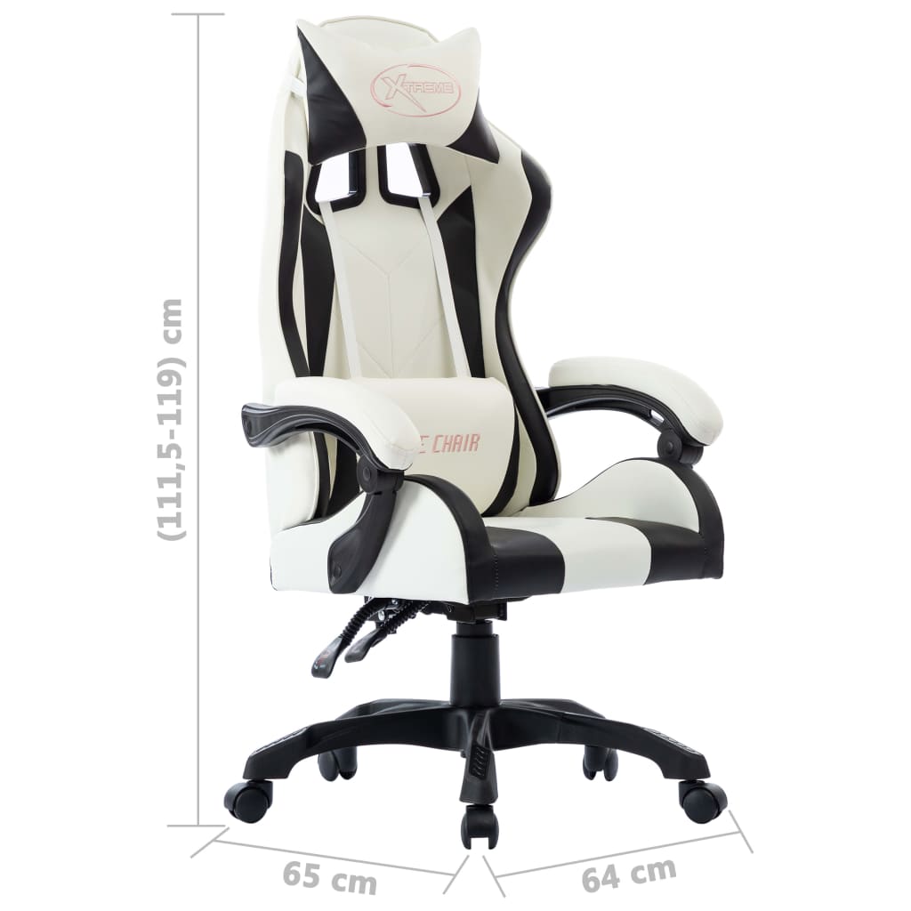 Fauteuil de jeux vidéo Blanc Similicuir Chaises de bureau vidaXL