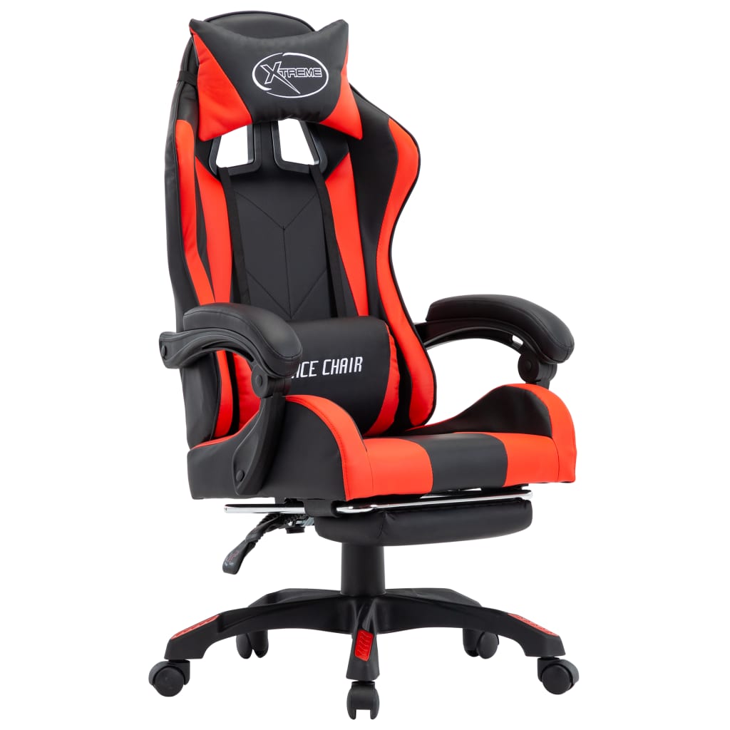 Fauteuil de jeux vidéo et repose-pied Rouge et noir Similicuir Chaises de bureau vidaXL   