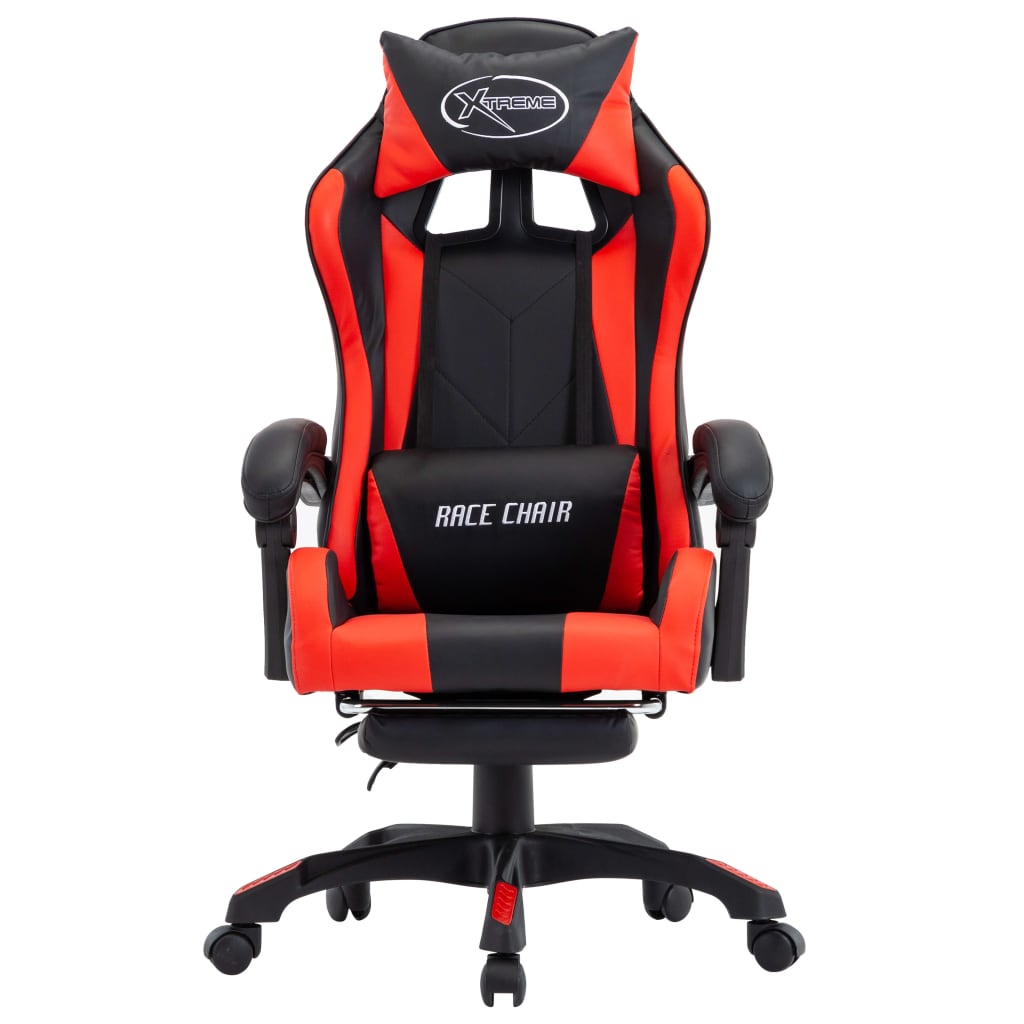 Fauteuil de jeux vidéo et repose-pied Rouge et noir Similicuir Chaises de bureau vidaXL   