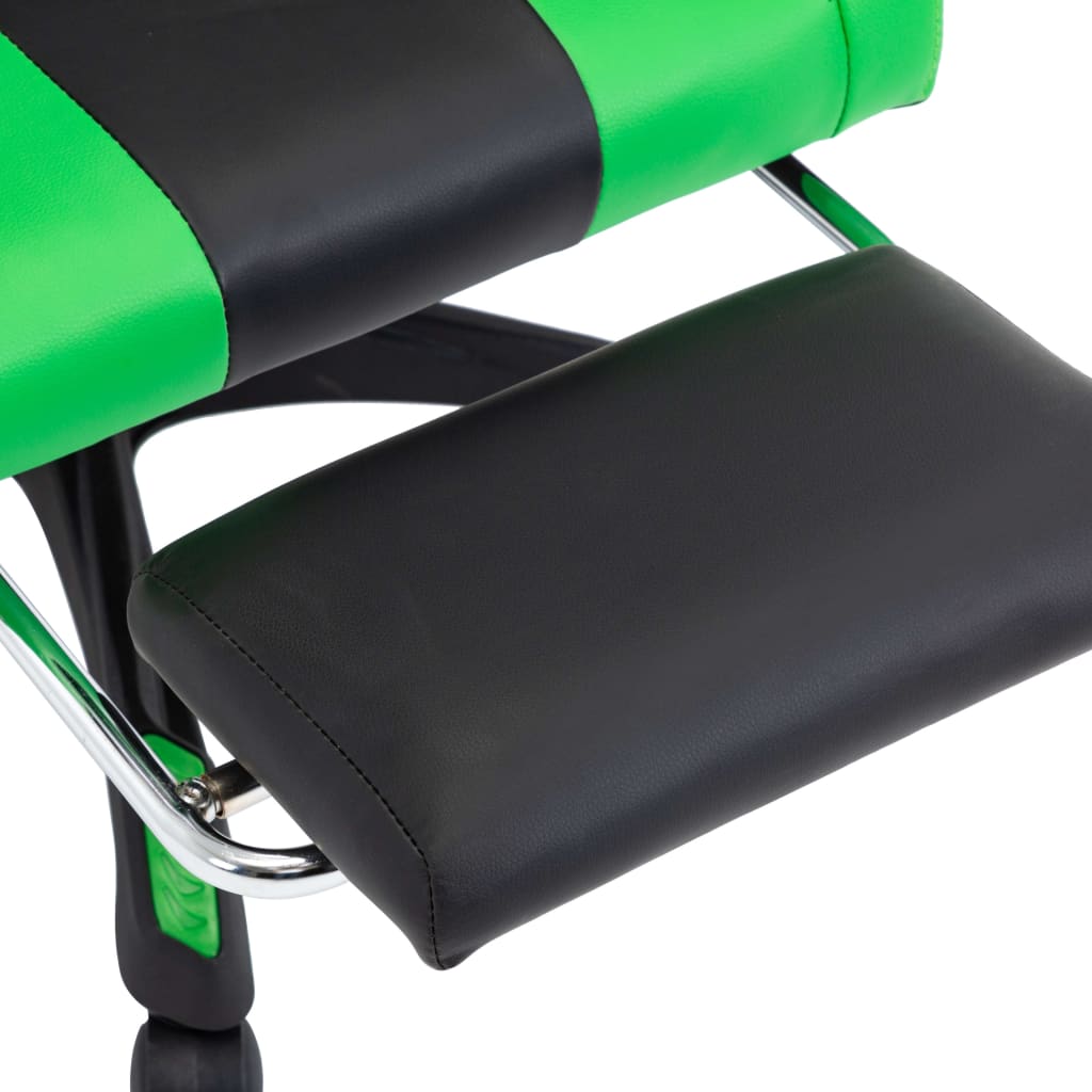 Fauteuil de jeux vidéo avec repose-pied Vert et noir Similicuir Chaises de bureau vidaXL