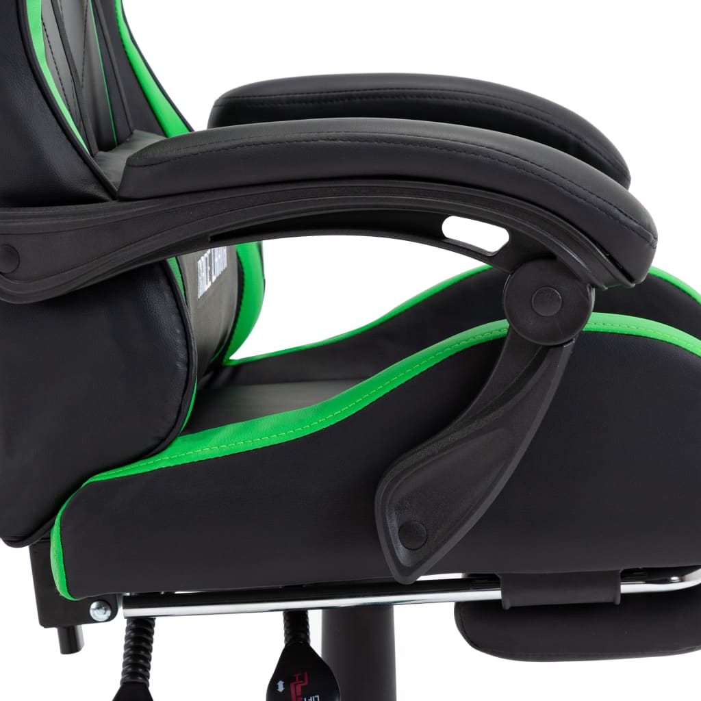 Fauteuil de jeux vidéo avec repose-pied Vert et noir Similicuir Chaises de bureau vidaXL