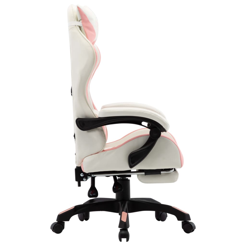 Fauteuil de jeux vidéo et repose-pied Rose et blanc Similicuir Chaises de bureau vidaXL   