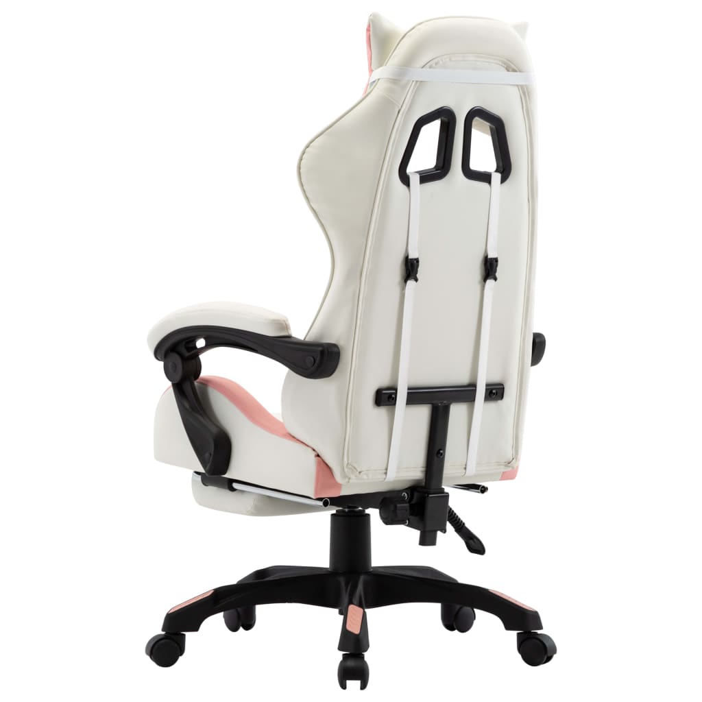 Fauteuil de jeux vidéo et repose-pied Rose et blanc Similicuir Chaises de bureau vidaXL   