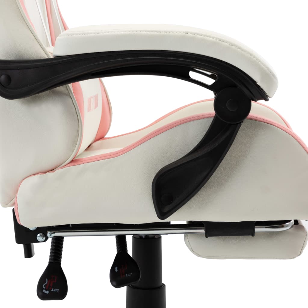 Fauteuil de jeux vidéo et repose-pied Rose et blanc Similicuir Chaises de bureau vidaXL   