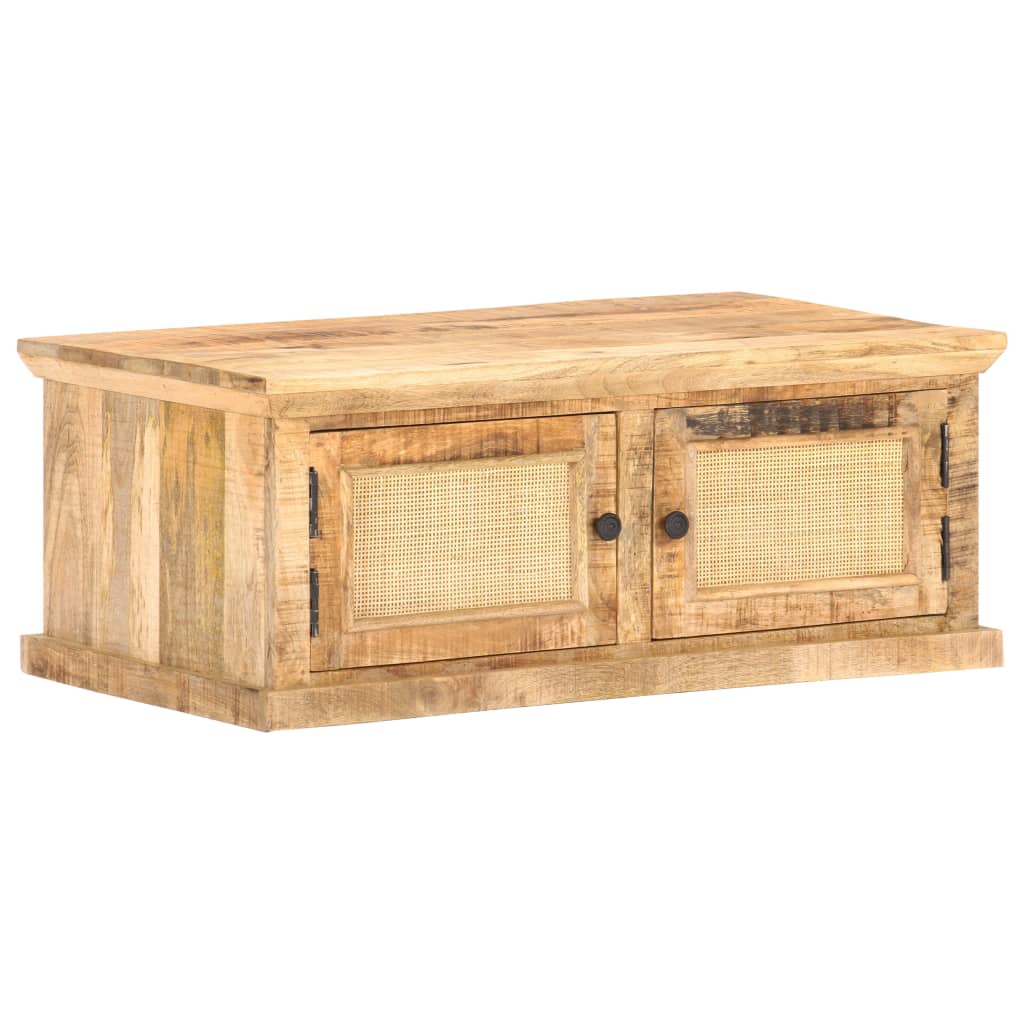 Table basse 90x50x35 cm Bois de manguier et canne naturelle Tables basses vidaXL