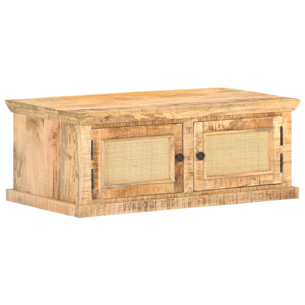 Table basse 90x50x35 cm Bois de manguier et canne naturelle Tables basses vidaXL