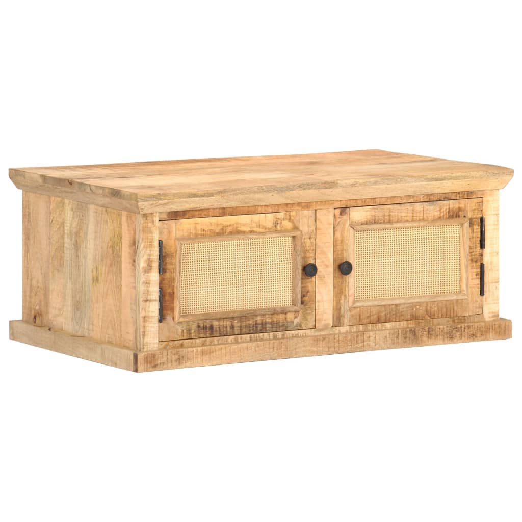 Table basse 90x50x35 cm Bois de manguier et canne naturelle Tables basses vidaXL