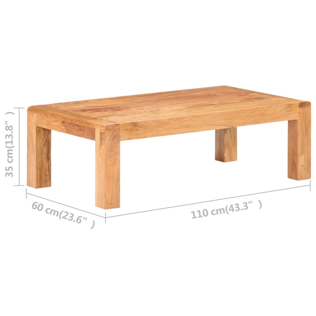 Table basse 110x60x35 cm Bois d'acacia massif et finition miel Tables basses vidaXL   