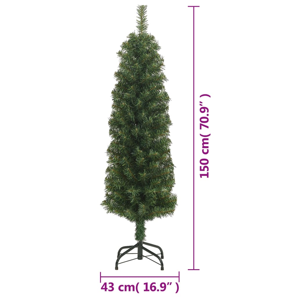 Sapin de Noël artificiel mince avec support vert 150 cm PVC - Xios Store SNC