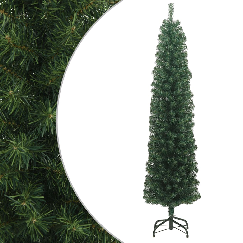 Sapin de Noël artificiel mince avec support vert 180 cm PVC - Xios Store SNC