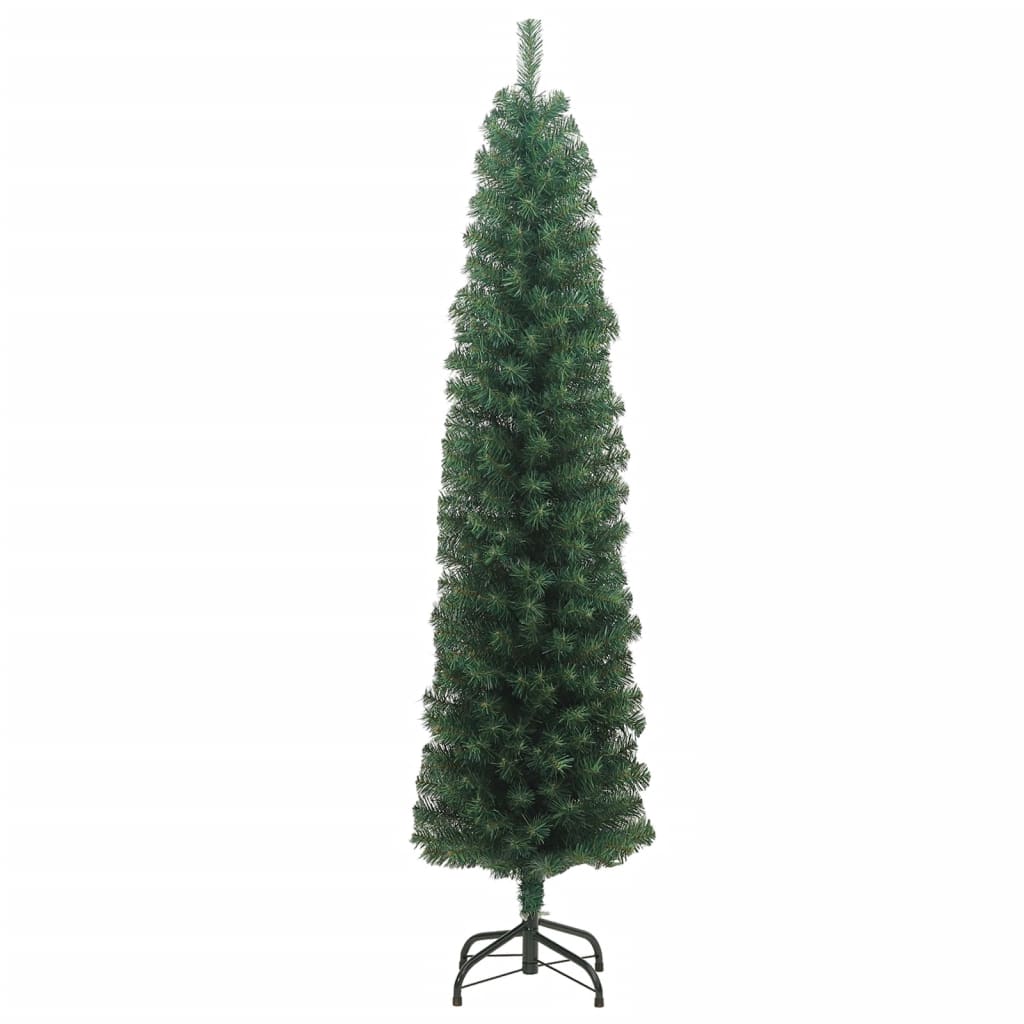 Sapin de Noël artificiel mince avec support vert 210 cm PVC - Xios Store SNC