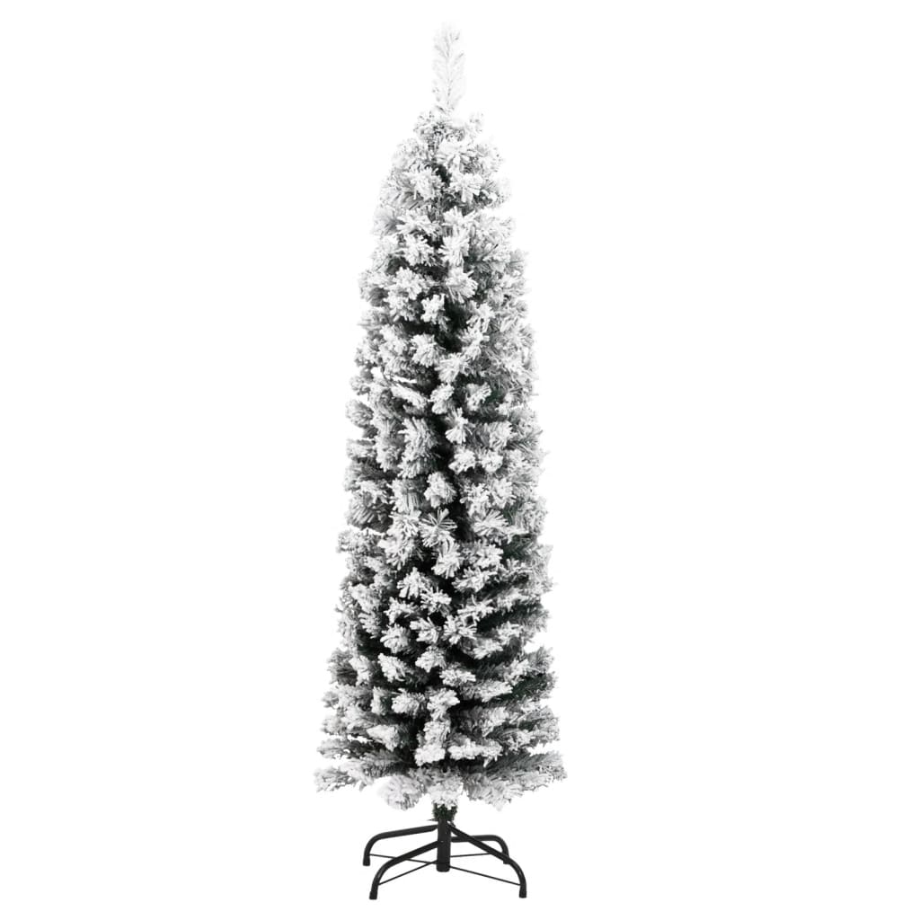 Sapin de Noël artificiel mince flocon de neige vert 150 cm PVC - Xios Store SNC